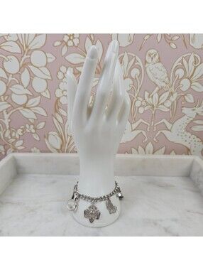 Vintage Sterling Silver Charm Bracelet Girl Scouts Bride Praying Hands 7 Inch